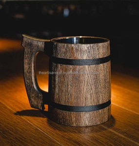 <b>Handmade</b> Oak Wood Beer <b>Mug</b> Ceramic Cups Painted with Odorless Natural Shade Unique Handcrafted Product - Product Image 1