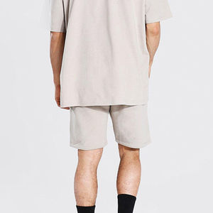 ELIVEERA ENTERPRISES 2024 Men's Summer Eco-Friendly Streetwear Tracksuit Set 100% Organic Cotton <b>Distressed</b> Oversized T-Shirt - Product Image 2