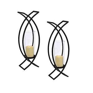 Appliques murales décoratives en fer forgé pour bougies, style moderne, à deux supports, pour cheminée, cuisine, salle à manger - Product Image 1