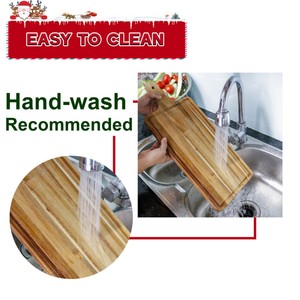 Assured Quality Wooden Chopping Block Rectangle with Handle Solid Wood Kitchen <b>Board</b> 2.0cm Thick Dishwasher Safe Sustainable - Product Image 4