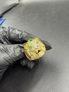 Anillo de Moissanita con Cabeza de Rey León para Hombre, Banda Pavé Chapada en Oro, Plata Fina 925 Original, Regalo para Amantes de los Animales y Amigos - Product Image 4