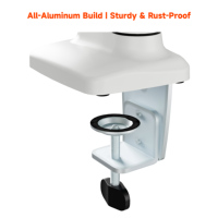 Soporte de Escritorio AUKI para Dos Monitores, Resistente, con Resorte de Gas, Soporte VESA para Monitores de hasta 32 Pulgadas, Color Blanco, Ajustable en Movimiento Completo