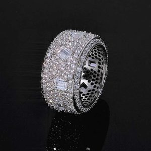 <b>Silver</b> Moissanite Statement <b>Ring</b> Iced Out Luxury Hip Hop Jewellery For <b>Men</b> Fashion Streetwear Gift And Bold Style - Product Image 3