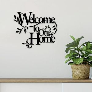 CIFbuy Decorazione Murale Floreale in Ferro 'Welcome Home' Stile Accogliente per Ingresso e Arredamento Casa per Hotel - Ritiro Disponibile - Product Image 3