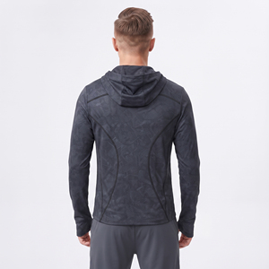 Wholesale Men Compression Wear ZIpper Hoodie Custom Printed Slim Fit Yoga Hooded Jacket 220 GSM Polyester Gym Fitness Hooded <b>Zip</b> - Product Image 2