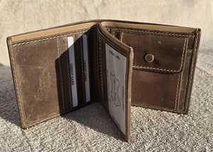 Real Leather Trifold <b>Wallet</b> Men Coin Pocket <b>RFID</b> Blocking Slim Credit <b>Card</b> Holder Money Clip <b>Wallet</b> Factory OEM NTW-0015 - Product Image 2