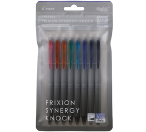 Bolígrafo de Gel Borrable PilotFricion Synergy Knock 03, Punta Ultrafina de 0.3 mm, Juego de 8 Colores, Paquete Hangsell (LFSK-13-8C) - Product Image 1