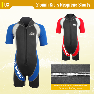 Aropec 2.5mm Neoprene Kids <b>Shorty</b> <b>Wetsuit</b> Front Zip Flatlock Stitched Thermal Swimsuit for Children Diving Surfing OEM/ODM - Product Image 4