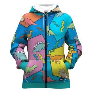 Sudadera con Capucha y Cremallera para Hombre, Estampado de Dinosaurio de Dibujos Animados, Sublimación, Poliéster, Tejido de Punto, Ropa de Otoño - Product Image 1