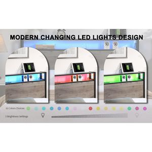 Letto Matrimoniale Solido e Stabile con Stazione di Ricarica, Testiera con Vano Contenitore, Facile Montaggio, Non Richiede Rete a Doghe, Letti Imbottiti - Product Image 6