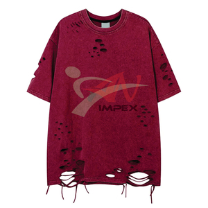 เสื้อยืดโอเวอร์ไซส์ผู้ชายสีพื้นแบบดิสเทรส ระบายอากาศได้ดี ดีไซน์สวยที่สุด เสื้อยืดโอเวอร์ไซส์ผู้ชายแบบดิสเทรส - Product Image 4