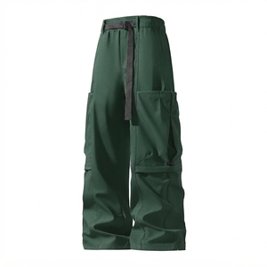 Pantalon décontracté pour homme AMIB SPORTS en lin/coton sergé, respirant, mi-lourd, coupe droite, brodé, taille élastique - Product Image 1