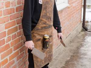 Dark Brown Leather <b>BBQ</b> Apron Heat Resistant Smell Proof Protection for Smoking Meat-Professional Pitmaster Multi-Function - Product Image 3