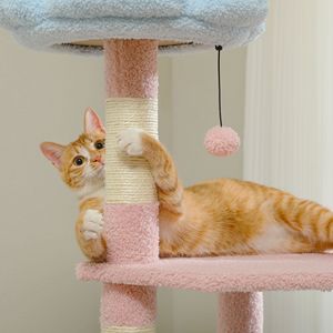 Arbre à chat multi-niveaux de 47,3'' avec condo confortable pour chat et poteaux à gratter recouverts de sisal, arbre à chat en forme de fleur - Product Image 6