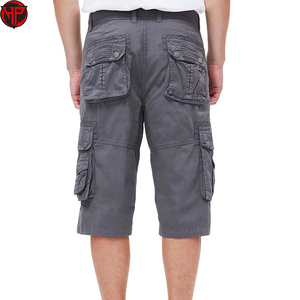 Shorts cargo pour hommes, unis, longueur genou, décontractés, utilitaires, taille élastique, pour l'extérieur, été - Product Image 6