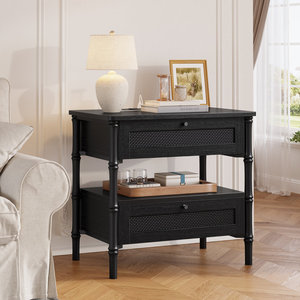 Table de chevet élégante en rotin DreamCraft avec 2 tiroirs de rangement et pieds stylés, fabriquée au Vietnam - Product Image 2