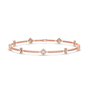 Pulsera RB Gems VVS Moissanite de Geometría Mixta, Plata de Ley 925, Cadena de Cuerda Minimalista con Eslabones de Diamantes - Product Image 2