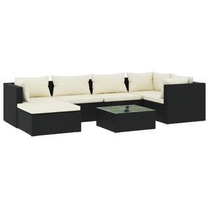 Grand ensemble de salon de jardin modulaire en rotin PE noir, mobilier d'extérieur modulaire haut de gamme - Product Image 2