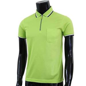 เสื้อโปโลแขนสั้นสีเขียวมะนาวสำหรับผู้ชาย สีพื้นเรียบง่าย ดีไซน์กระเป๋าซิป ทรงปกติ แบบถัก - Product Image 3