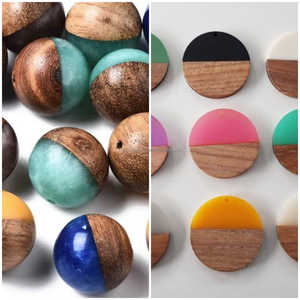 Multi Color Irregular Shape Chunky <b>Plastic</b> Resin And Wooden With Texture Loose <b>Beads</b> for Jewelry Making Resin Balls Gemstone - Product Image 2