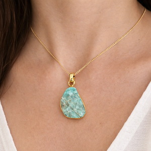 Raw Blue <b>Opal</b> Gold Plated Collet Gemstone Pendant Charm – Wholesale DIY <b>Necklace</b> Jewelry Supplies Wholesale - Product Image 2