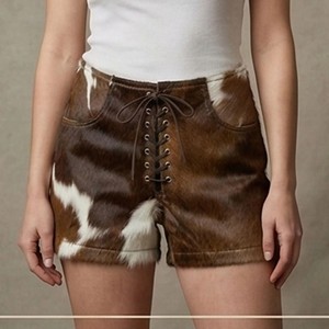 <b>Women</b> Cowhide <b>Leather</b> <b>Shorts</b> Premium Cowhide <b>Leather</b> High Waist Stylish Fashion Casual Streetwear Modern <b>Shorts</b> Supplier - Product Image 1