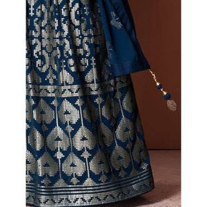 Charming Blue <b>Sequins</b> Georgette Lehenga Choli for Women Sangeet Wear - Product Image 3