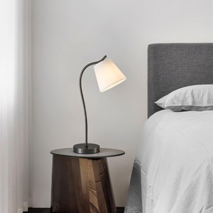 Lámpara de Escritorio Eléctrica Moderna con Pantalla de Tela Blanca, Control Táctil, Luz LED de Lectura para Sala de Estar y Dormitorio - Product Image 2