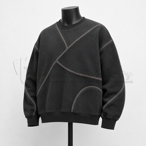 Sudadera Personalizada para Hombre, Color Gris Carbón, Cuello Redondo, Detalle de Costuras en Contraste, Sudadera de Forro Polar, Estilo Urbano - Product Image 3