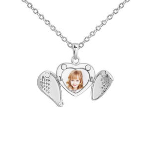 Small Angel Wing Pendant Silver Lab Grown Diamond Scatter Set <b>Memory</b> Pendant Necklace <b>Gift</b> - Product Image 1