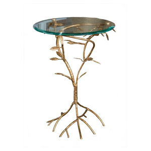 Table d'appoint en aluminium de qualité supérieure avec finition dorée et plateau en verre trempé, table d'appoint moderne pour salon - Product Image 2