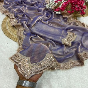 Vastra คอทเทจผ้าชีฟองเนื้อแข็งลาเวนเดอร์ประดับด้วยขอบประดับ - Product Image 3