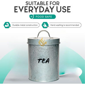 Bocaux de rangement de cuisine en métal galvanisé faits à la main, imprimés sur mesure, durables, pour la maison et le magasin, pots rustiques pour aliments - Product Image 2