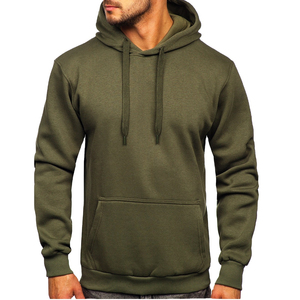 Sweat à capuche unisexe vert olive surdimensionné à carreaux avec fermeture éclair et logo sur le devant, en molleton décontracté pour l'hiver, 100 % coton peigné doublé et respirant - Product Image 2