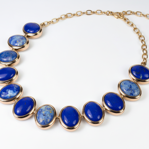 Elegante Collar Ovalado de Lapislázuli Natural, Plata de Ley 925, Chapado en Oro de 18K, 16 Pulgadas, Collar de Piedras Preciosas para Mujer, Regalo para Ella - Product Image 1
