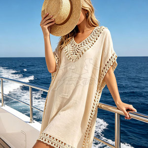 Cubierta de traje de baño suave y ligera para la playa con un estilo elegante y de primera calidad para salidas informales. - Product Image 4