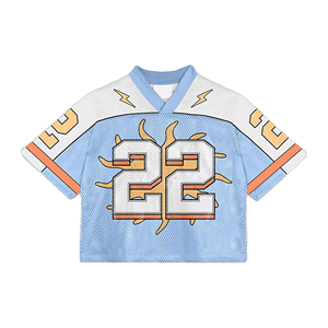 เสื้อฟุตบอลอเมริกัน SHY SPORTS OEM แบบสั่งทำพิเศษ ทรงโอเวอร์ไซส์ ทรงบ็อกซี่ ผ้าตาข่าย สตรีทแวร์ ทรงครอป ฟิต สปอร์ตแวร์ พร้อมสำหรับการฝึกซ้อม - Product Image 3