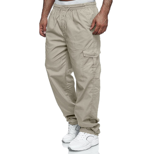Pantalones Cargo Casuales Ligeros y Resistentes al Viento, 100% Algodón, Cintura Media, Frente Plano, Transpirables, Cintura Elástica - Product Image 6