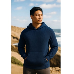 Pull à capuche thermique en coton polyester gaufré uni pour homme, anti-rétrécissement, fabriqué en New Jersey par Ziakot Industry - Product Image 2