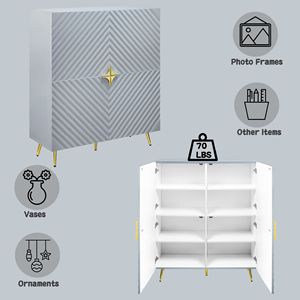 Armoire d'appoint pour salon Gaines Gray à finition brillante - Product Image 2