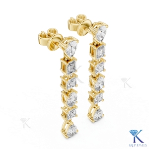 Pendientes de Lujo con Doble Halo de Diamantes Cultivados en Laboratorio con Corte Brillante, Oro Sólido de 14K, Cierre de Rosca Seguro para Mujer, Ideales para Fiestas - Product Image 3