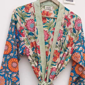Wholesale Cotton Bathrobe Handmade Kimono Sleepwear Elegant Soft Robe Cotton Printed Kimono Robe Handcrafted Long Kimono - Product Image 1