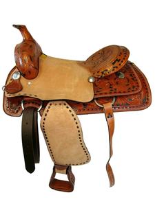 Sillín de cuero occidental tallado a mano con herramientas de borde de vaca suave y accesorio de hierro de acero para Productos Ecuestres - Product Image 4