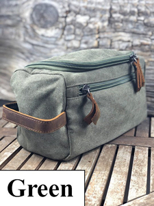 Leather Canvas <b>Toiletry</b> <b>Bag</b> Mens Travel Organizer Waterproof Cosmetic Dopp Kit <b>Large</b> Capacity LCTB-0014 - Product Image 5