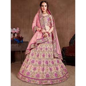 Arresting Pastel Pink Colored Bridal Wear Diseñador Bordado Lehenga choli - Product Image 6