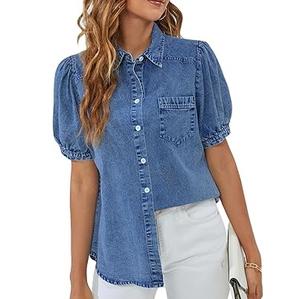 Chemises en jean décontractées pour femmes, coupe classique, pour le quotidien, vêtements professionnels, couleur noire - Product Image 5