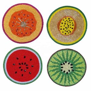 Posavasos redondos de alta calidad hechos a mano con cuentas, Juego de 4 posavasos redondos con cuentas para mesa de comedor y decoración de mesa de centro - Product Image 6