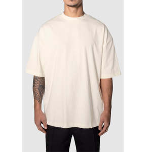 T-shirt Homme Manches Courtes Coupe Ample Oversize Couleur Unie avec Autocollant Personnalisé Nouvelle Collection Vêtements T-shirt Lourd - Product Image 2