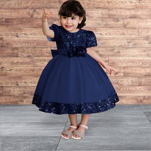 Vestido de Niña de Lujo con Lentejuelas Azules, Vestido de Princesa con Bordado de Terciopelo para Fiesta de Bodas, Ropa Formal para Niños, Fabricante - Product Image 1
