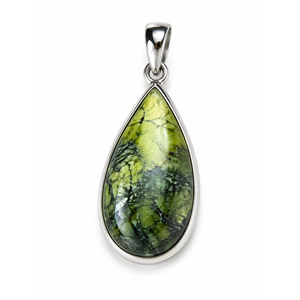 Pendentif en pierre précieuse de serpentine naturelle, argent sterling 925, bijoux faits à la main par un créateur, pour la mode et un usage quotidien - Product Image 2